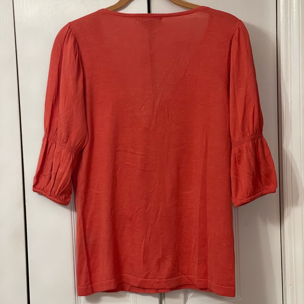 August Silk Tangerine Blouse 3/4 Sleeve Women's Top Size Medium NWT - Picture 5 of 5